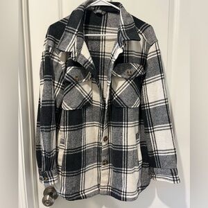 Black and white plaid shacket